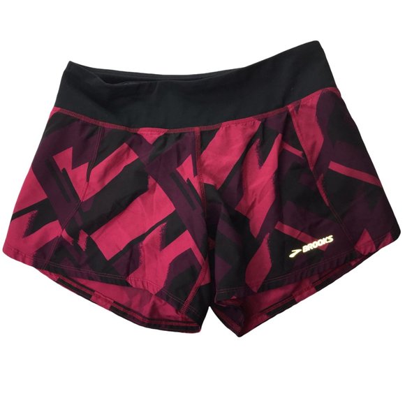 BROOKS Running Shorts w/ Liner Lined Brief Black Fuchsia Pink.  Size Women's M. - Picture 1 of 13